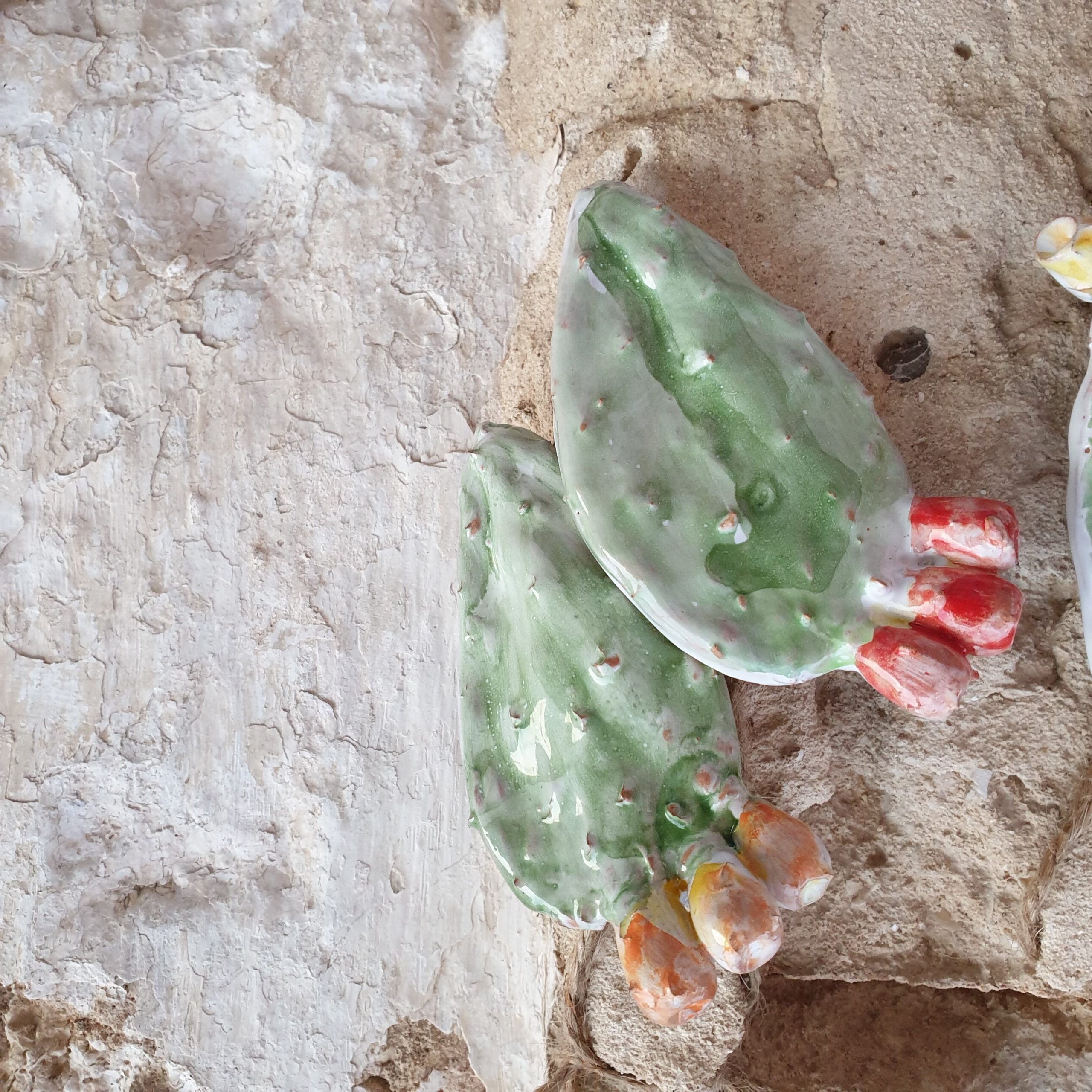 pala di fico d india in ceramica da appendere